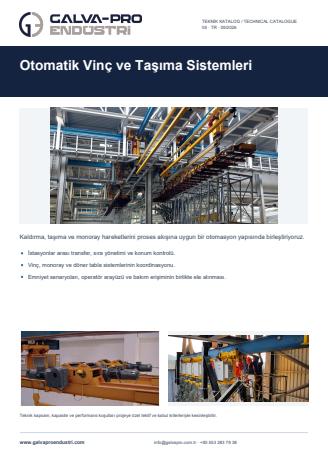 Otomatik Vinç ve Taşıma Sistemleri katalog kapağı